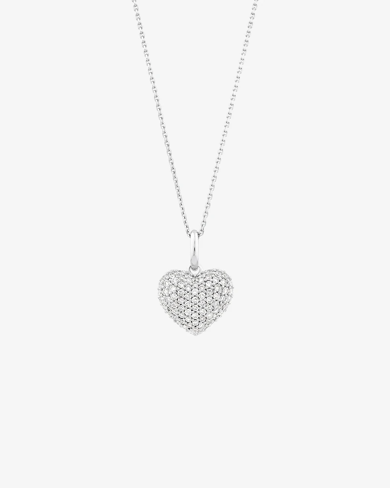 Pave Heart Pendant with 0.39 Carat TW of Diamonds in 10kt White Gold