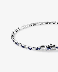 Bracelet de Tennis Dot Dash en Saphir & Diamant avec 0,62 Carat TW en Or Blanc 10kt