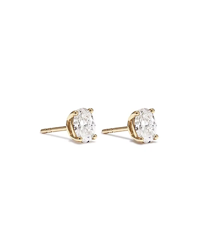 Boucles d’oreilles en diamant solitaire en diamant taillées ovales 1,00 carats en or jaune 10 carats taille ovale