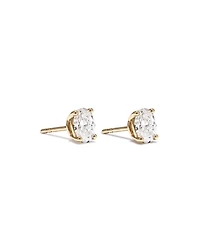 Boucles d’oreilles en diamant solitaire en diamant taillées ovales 1,00 carats en or jaune 10 carats taille ovale