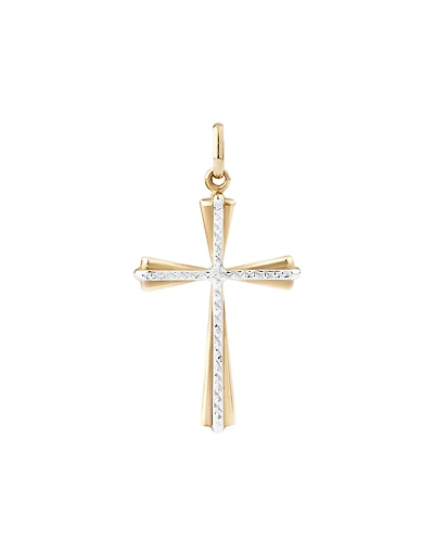 Pendentif en forme de croix en or blanc et jaune 10 K