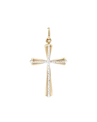 Pendentif en forme de croix en or blanc et jaune 10 K
