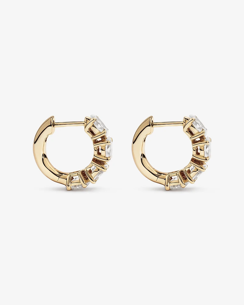 2.00 Carat TW Laboratory-Grown Diamond Oval Huggie Earrings in 10kt Yellow Gold