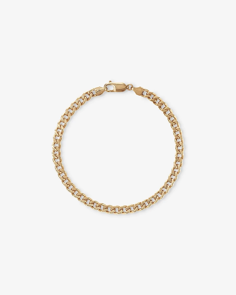 21cm (22") 5.5mm Width Semi Solid Diamond Cut Curb Bracelet in 10kt Yellow Gold