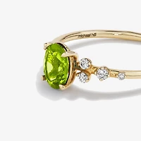 Bague Péridot avec diamants 0,12 ct PT en or jaune 10