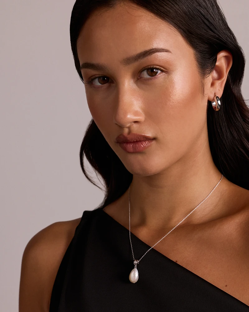 Two-Row Cultured Freshwater Baroque Pearl Pendant in Sterling Silver