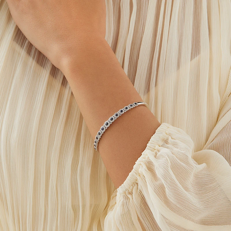 Bubble Bangle with Sapphire and 1.03 Carat TW Diamonds in 14kt White Gold