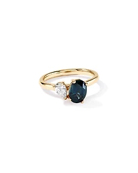 Bague australienne Parti Sapphire & 0,30 carat TW en diamant Toi et moi or jaune 10 carats