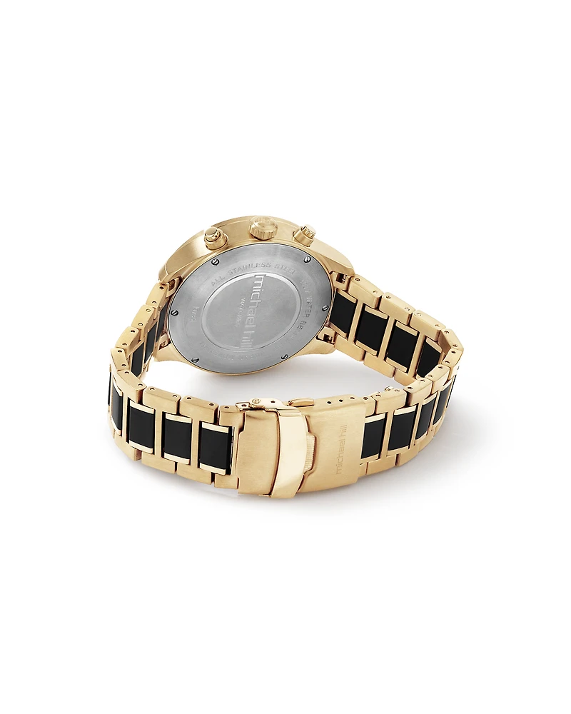 Solar Powered Men's Watch with Gold and Black Tone in Stainless Steel