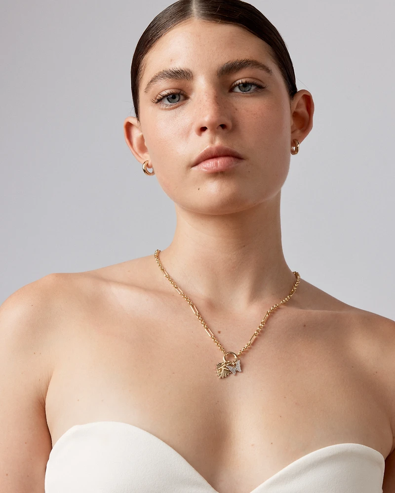 Pendentif cœur d'amour avec motif rayons de soleil en or jaune 10 carats