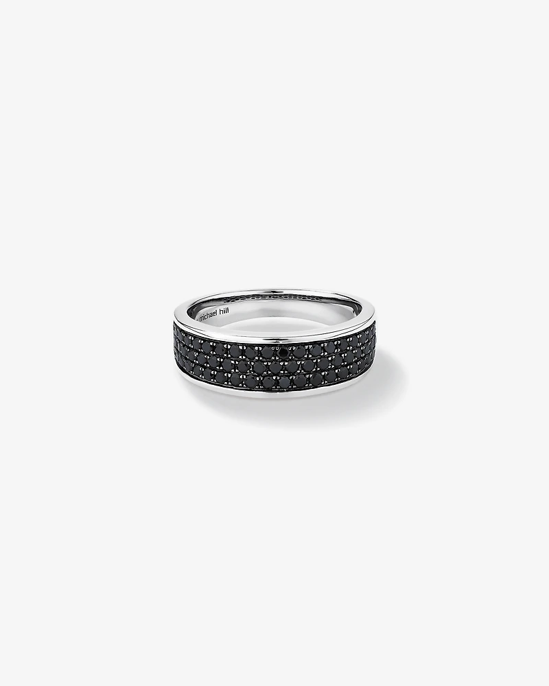 Bague en or blanc 10 K à pavé de diamants noirs totalisant 1 ct