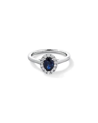 0.25 Carat TW Oval Sapphire and Diamond Ring in Recycled Platinum