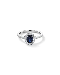 0.25 Carat TW Oval Sapphire and Diamond Ring in Recycled Platinum