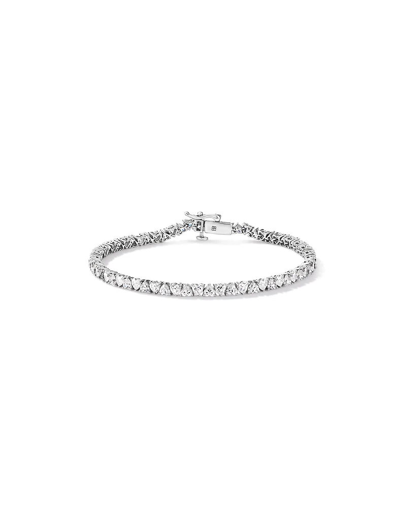 6.60 Carat TW Laboratory-Grown Diamond Heart Tennis Bracelet in 10kt White Gold