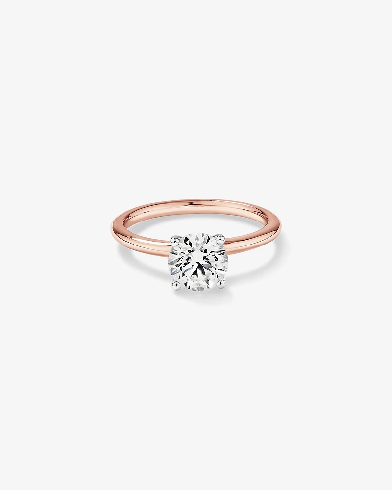 Bague de fiançailles solitaire ronde en diamants brillants de laboratoire TW de 1,25 carat en or rose et blanc 14 carats