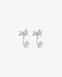 Floral Detachable Stud Earrings with Cubic Zirconia in Sterling Silver