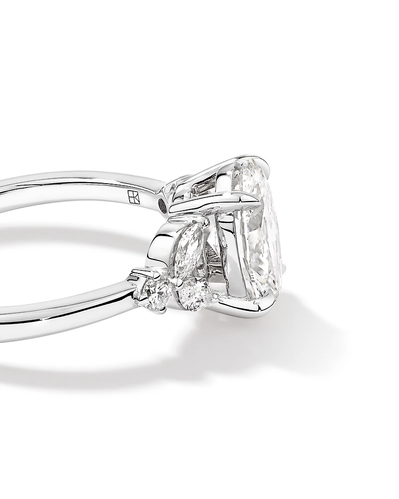 1.73 Carat TW Oval Cut Laboratory-Grown Diamond Marquise Side Stone Engagement Ring 14kt White Gold