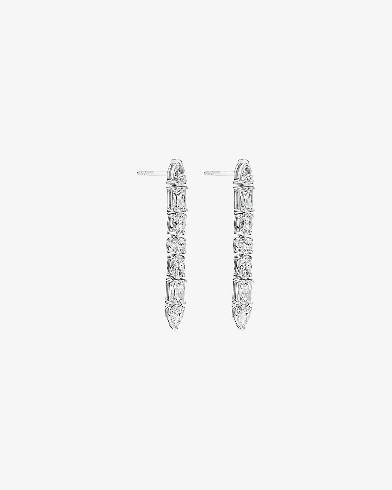 Multi-Stone Cubic Zirconia Drop Earrings in Sterling Silver