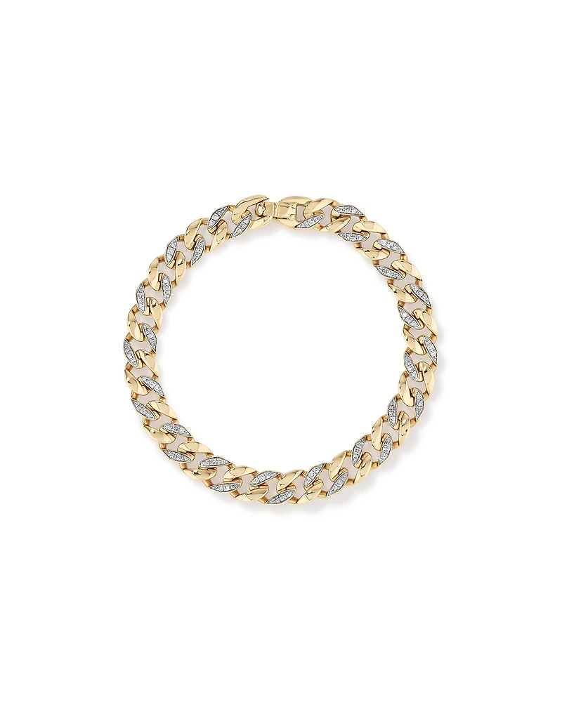 21cm Cuban Link Bracelet with 1.00 Carat TW of Diamonds in 10kt Yellow Gold