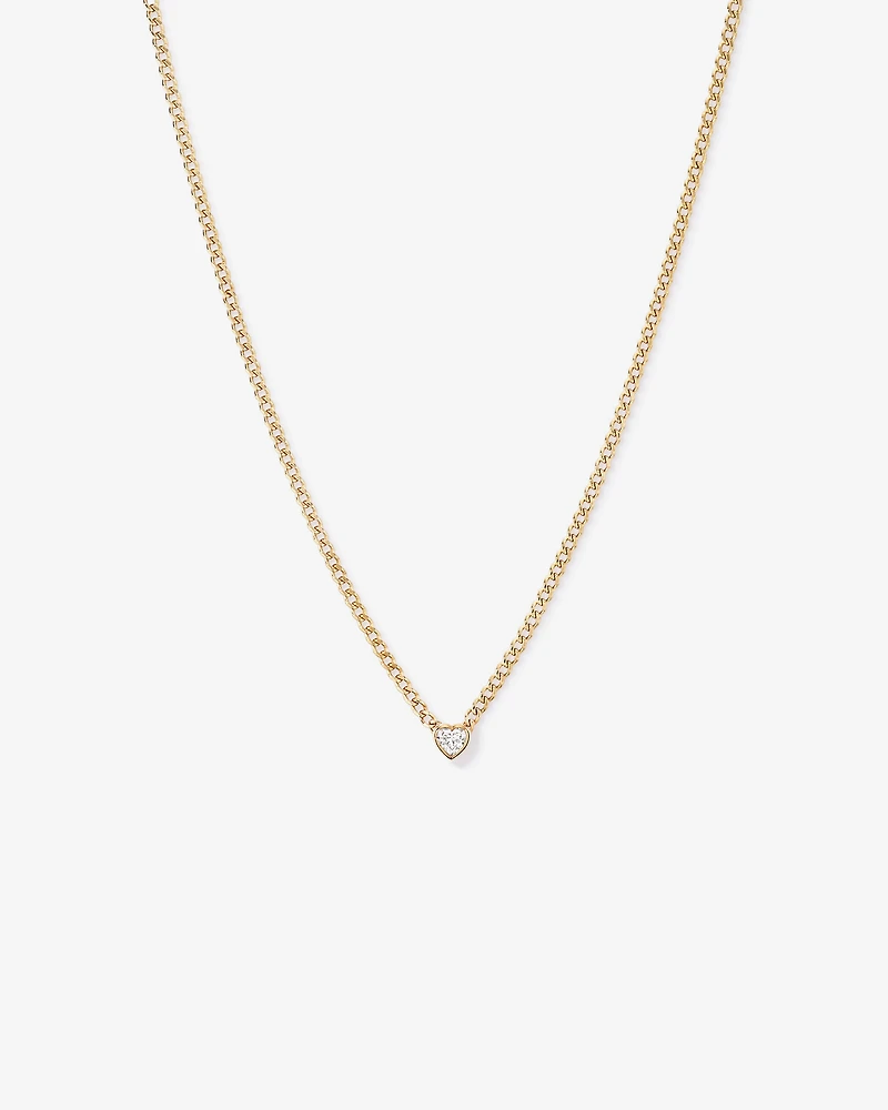 Collier chaîne en diamant en forme de cœur cultivé en laboratoire 1,00 carat TW en or jaune 10 carats