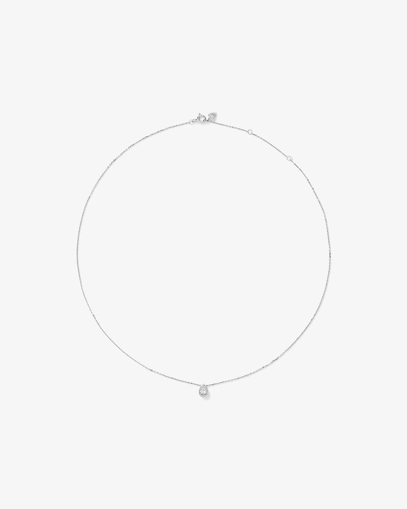 0.23 Carat TW Pear Diamond Halo Pendant in 10kt White Gold