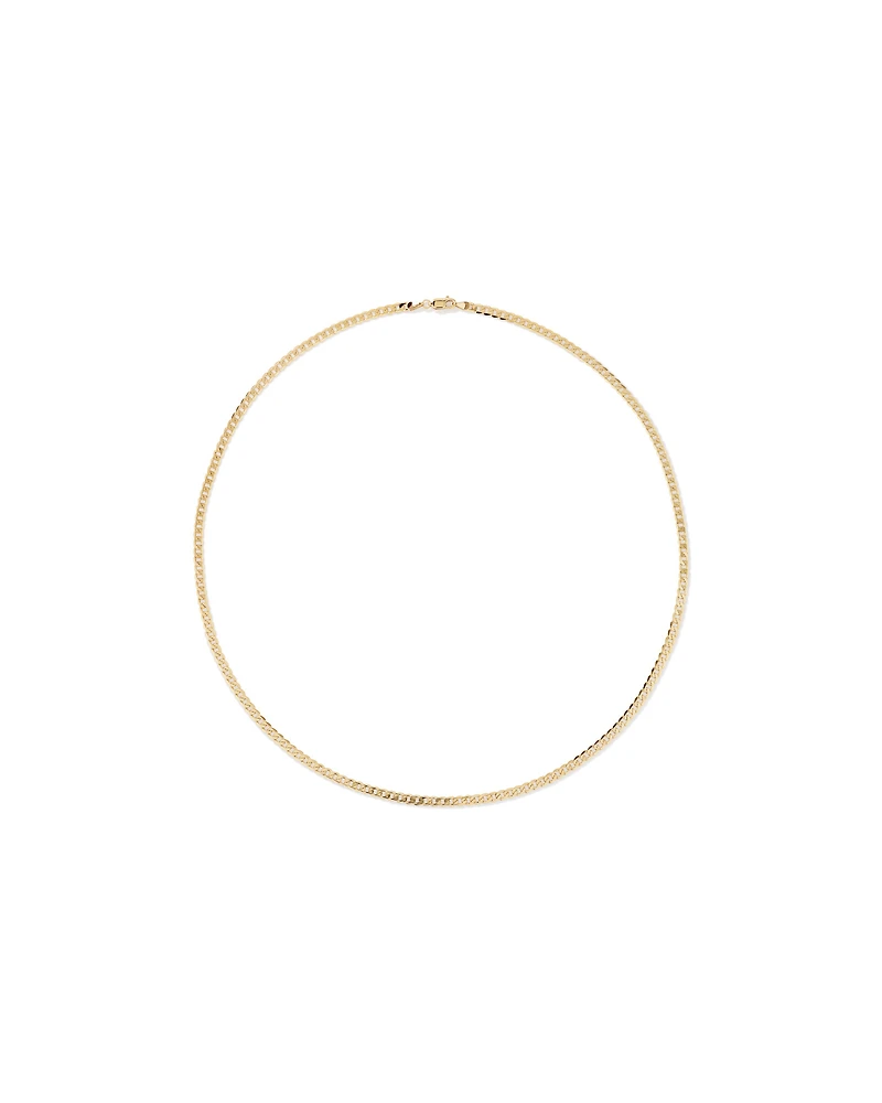 55cm (22") 3.75mm Width Solid Flat Bevelled Curb Chain in 10kt Yellow Gold