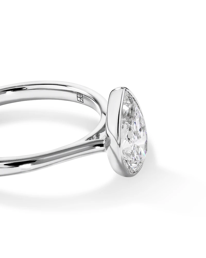 1.25 Carat TW Pear Cut Laboratory-Grown Diamond Solitaire Bezel Set Engagement Ring in 14kt White Gold