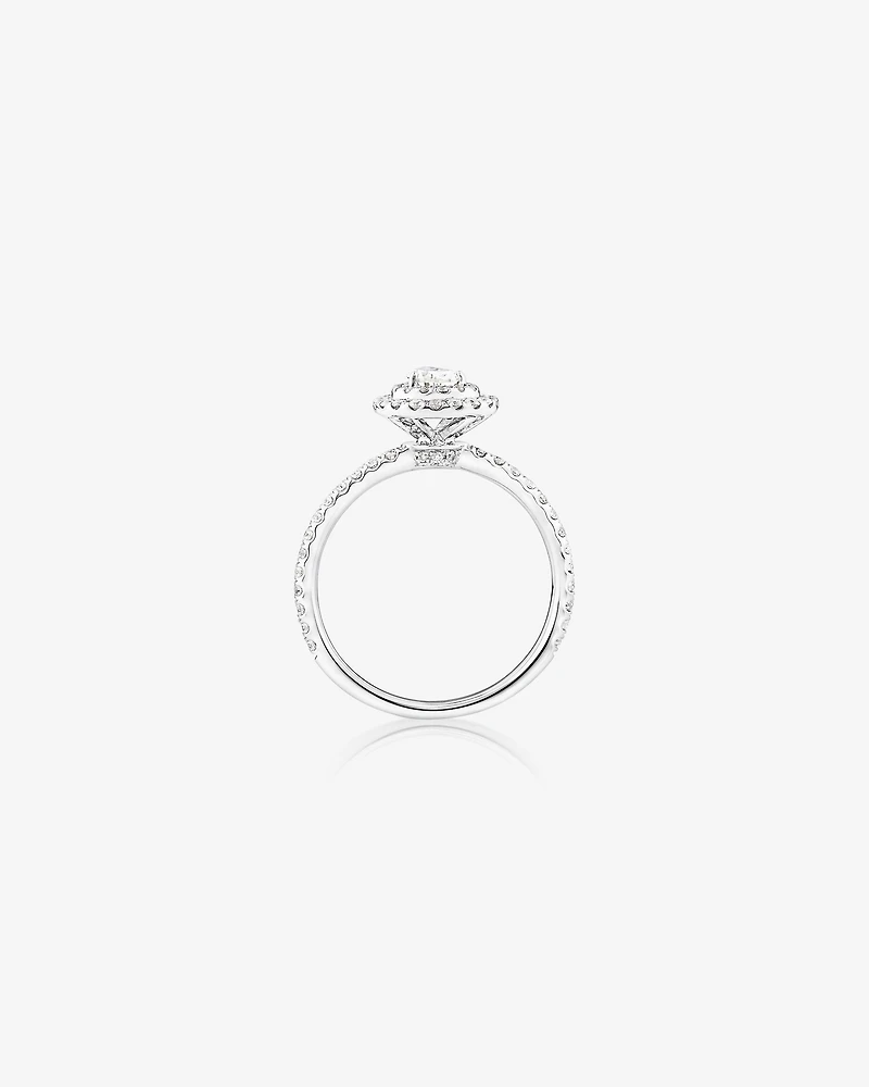 Double Halo Ring with 0.71 Carat TW of Diamonds in 18kt Gold