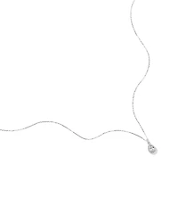 Pear Cubic Zirconia Halo Pendant Necklace in Sterling Silver