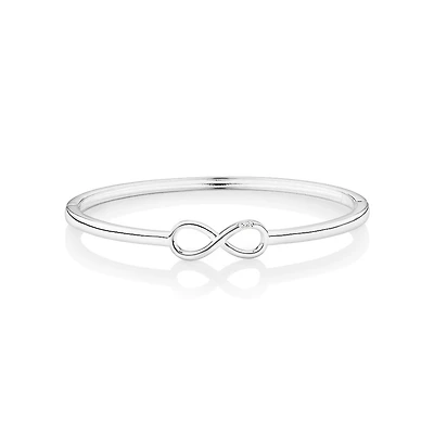 Diamond Accent Infinity Oval Hinge Bangle in Sterling Silver
