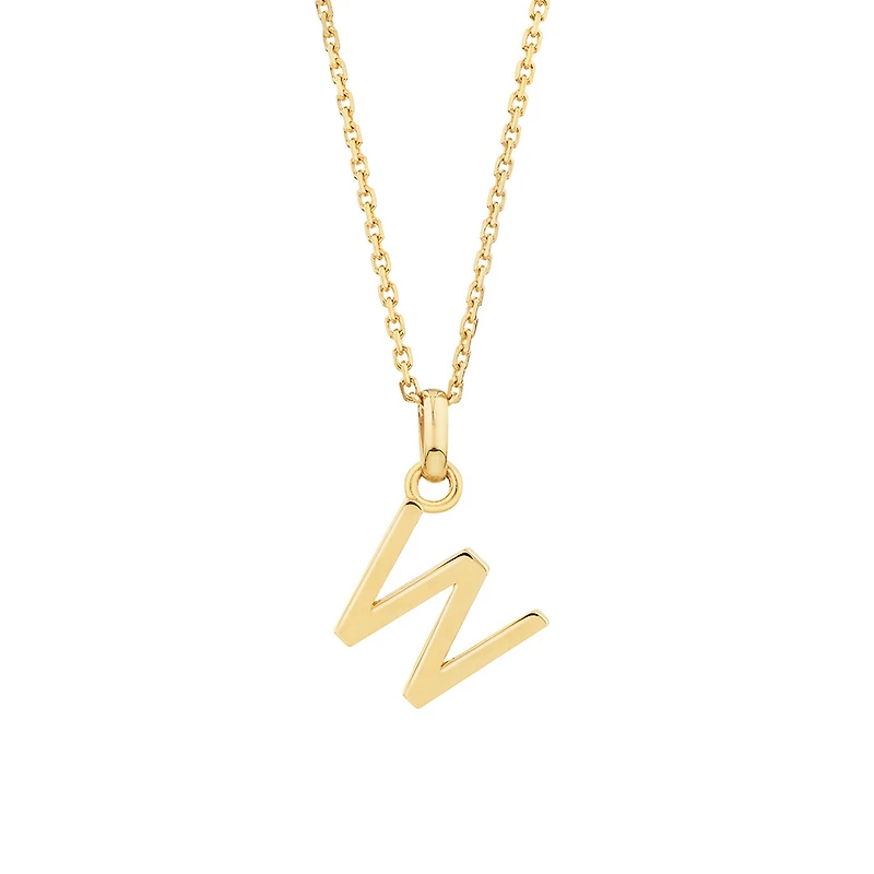 W Initial Pendant in 10kt Yellow Gold