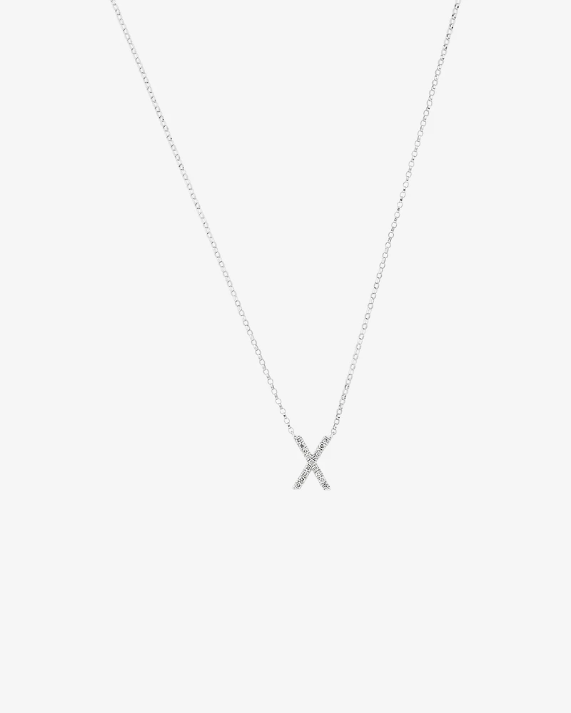 Collier à initiale X en or blanc 10 K avec diamants totalisant 0,10 ct