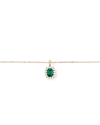 Created Emerald & .50 Carat TW Laboratory-Grown Diamond Halo Ring in 10kt Gold