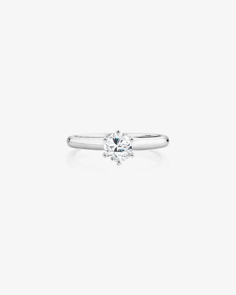 Certified Solitaire Engagement Ring with a 0.75 Carat TW Diamond in 18kt White Gold