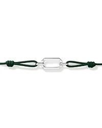 Green Cord Double Knotted Bracelet in Sterling Silver