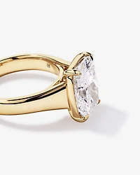 Bague de fiançailles en or jaune 14 carats, diamant solitaire allongé 5,00 cultivé laboratoire, serti clos bas, quatre griffes