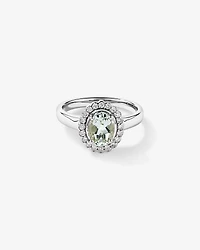 Améthyste verte et 0,20TW de bague Halo en diamant or blanc 10 carats