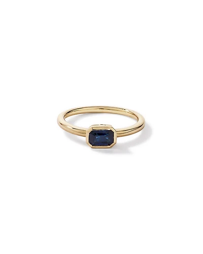 Bague sertie de lunette à lunettes émeraude en saphir australien or jaune 10 carats