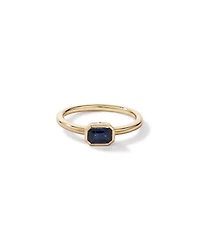 Bague sertie de lunette à lunettes émeraude en saphir australien or jaune 10 carats