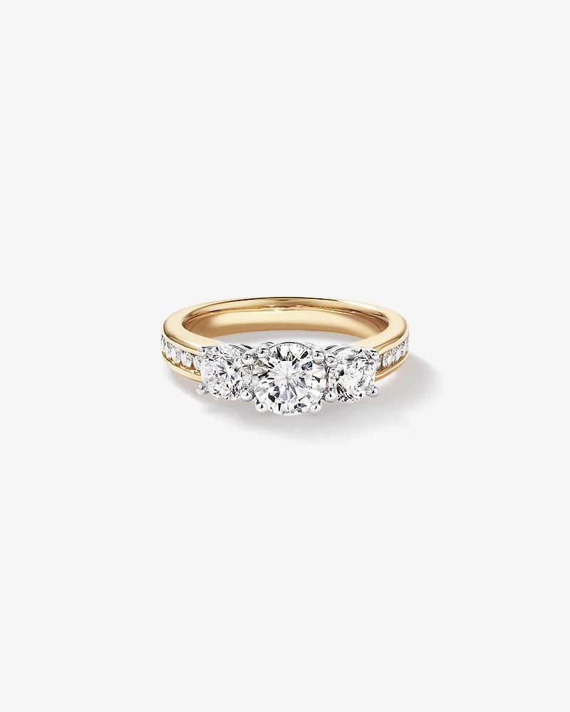 2.00 Carat TW 3 Stone Signature 101 Diamond Ring in 14kt Yellow & White Gold