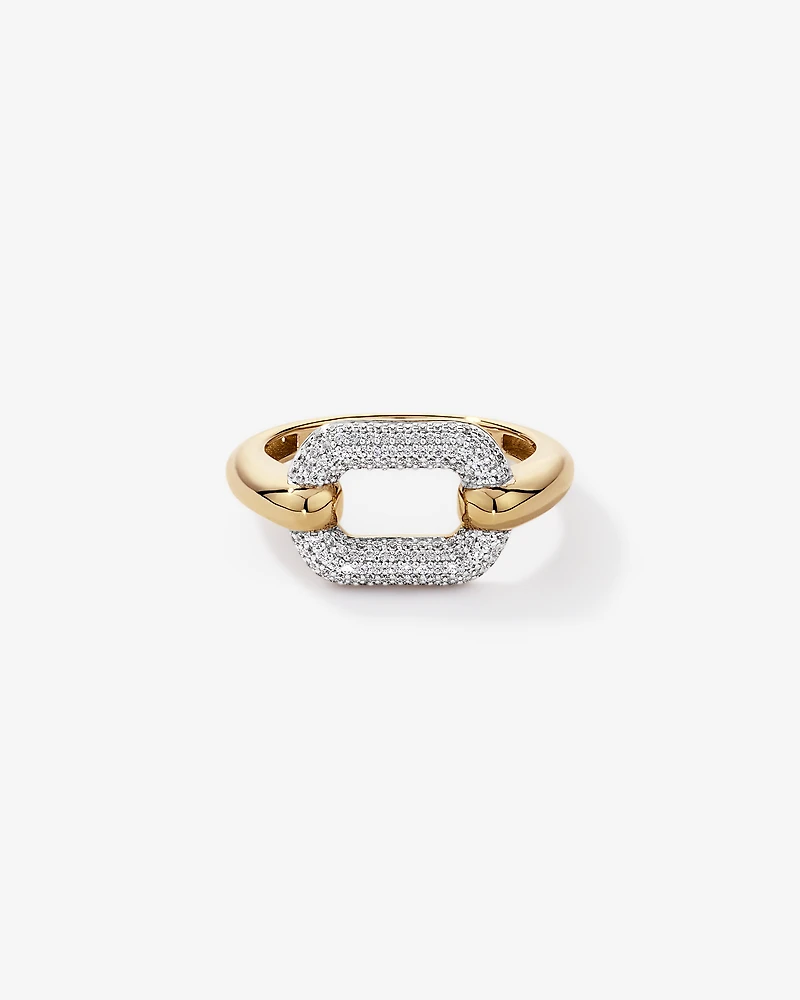 Luxe Link Ring with Cubic Zirconia 18kt Vermeil