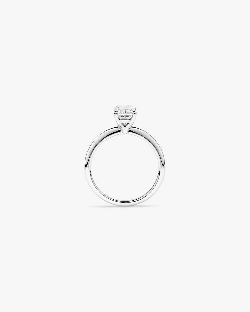 Bague De Fiançailles Solitaire En Diamant Laboratoire Taille Émeraude 1,25 Carat Poids Total Or Blanc 14 Carats