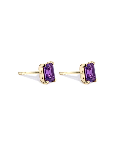 Boucles d’oreilles avec Améthyste Taille Émeraude en Or Jaune 10 Carats