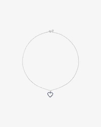Heart Necklace with Created Blue Sapphire & 0.16 Carat TW of Diamonds in Sterling Silver