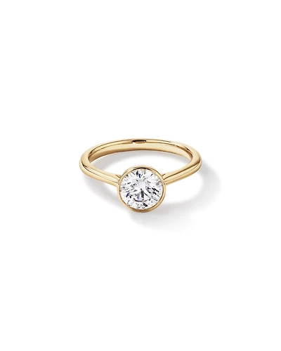 Bague de fiançailles 1,25 carat TW sertie ronde brillante en diamant solitaire cultivé laboratoire or jaune 14 carats