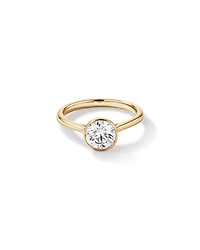 Bague de fiançailles 1,25 carat TW sertie ronde brillante en diamant solitaire cultivé laboratoire or jaune 14 carats