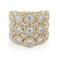 Bague à bulles à 3 rangs en or jaune 14 K avec diamants totalisant 3 ct