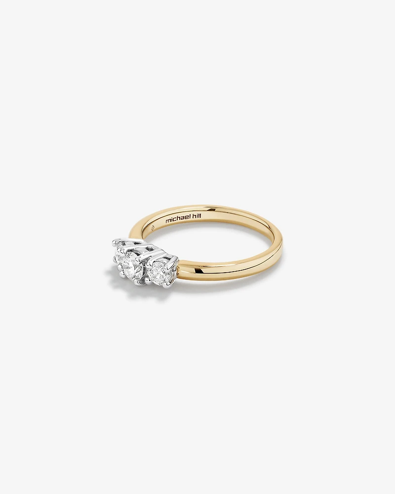 0.50 Carat TW Three Stone Round Brilliant Diamond Engagement Ring in 14kt Yellow and White Gold