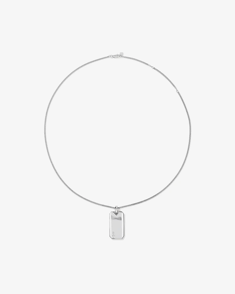 Plaque d'identité en argent sterling avec diamant