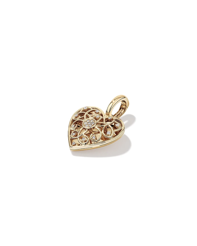 Diamond Heart Enhancer Pendant in 10kt Yellow Gold